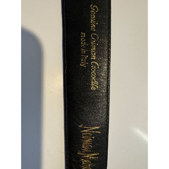 Italy Neiman Marcus Genuine Caiman Crocodile Beautiful Black Belt Ladies 36" - Picture 2 of 5